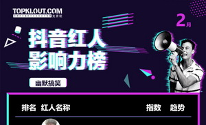 2月抖音红人影响力榜出炉，33大垂直领域排名如何？